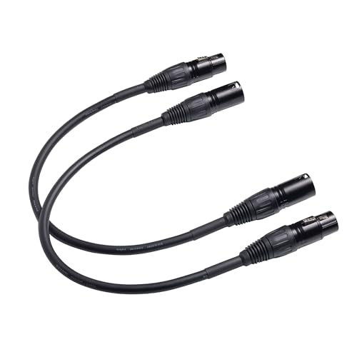 XLR Cable, Balanced DMX Cable, 3 Pin Male to Female Microphone Cable Mic Patch Cords Compatible with Speakers, Mixer, 2 Pack (1FT) - size: 12 in