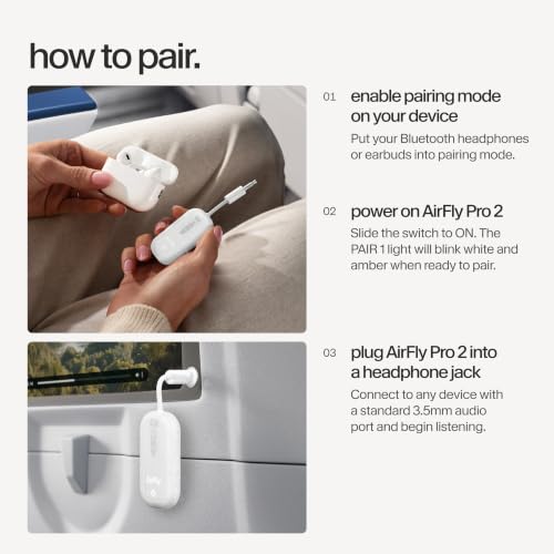 Twelve South AirFly Pro 2, Bluetooth Adapter, Pair 2 AirPods, Glacial White | Pair 2 AirPods or Wireless Headphones – 3.5mm AUX Bluetooth Transmitter and Receiver for Cars, Boats, Treadmills, TVs & More - color: Glacial White, style: AirFly Pro 2