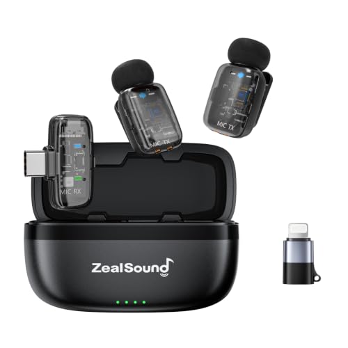 ZealSound Mini Wireless Lavalier Microphone for iPhone, iPad & Android - color: Black