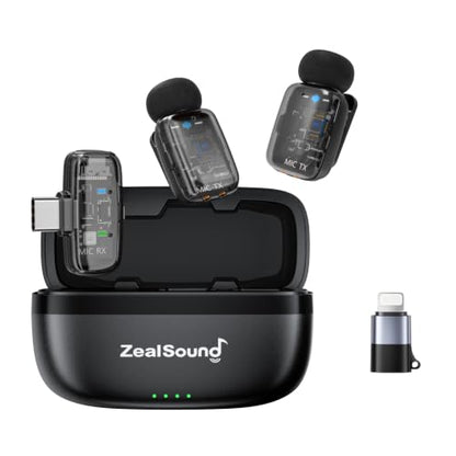 ZealSound Mini Wireless Lavalier Microphone for iPhone, iPad & Android - color: Black