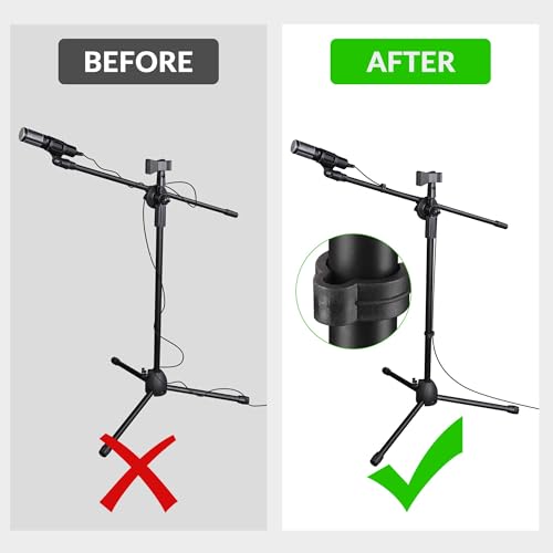 AW 2 Pack Microphone Boom Arm Stand Adjustable Tripod W/Phone Holder Dual | Mic Clip - color: Black-2 Mic Clips+Phone Holder, size: 2 pcs