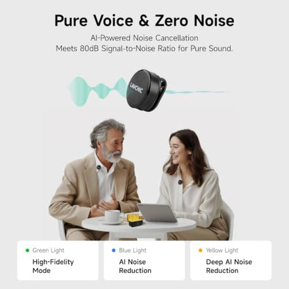 2-Pack Wireless Lavalier Microphones, Lapel Mic for iPhone/Android | USB-C Plug-Play, 42H Battery Life, 164ft Stable Wireless Range, 3-Level AI Noise Reduction for Vlog TikTok YouTube Interview