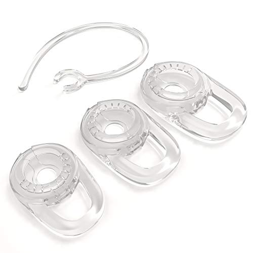 Replacement Earbuds 3 Piece Medium Ear Gels Tips w/Clear Ear Hook for Voyager Edge Wireless Bluetooth, Set of 4 - Clear