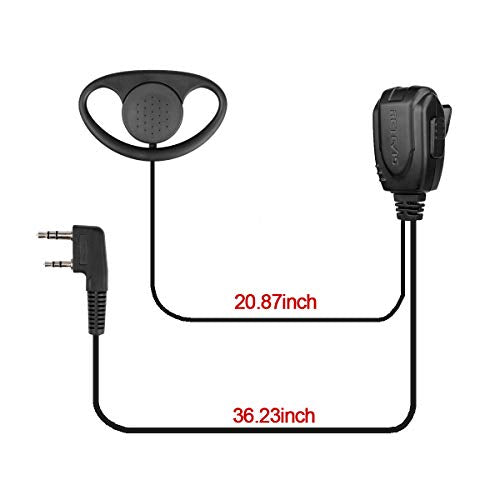 Retevis Walkie Talkie Earpiece with Mic, for RT22/RT68/RT21/H777/RT68H | D Shape, Double Wire, 2 Pin , Compatible with Pxton, Baofeng BF-888S, Kenwood Walkie Talkie, Two Way Radio Headset(10 Pack) - style: D Shape Earhook