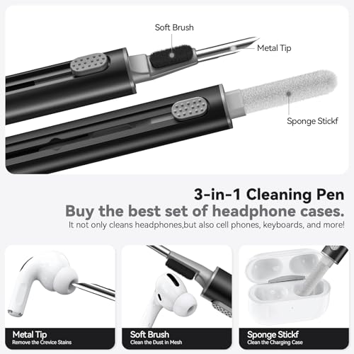 Ljusmicker for AirPods Pro 3 Case 2025 with Cleaner Kit,Black | Soft Silicone Protective Cover for Apple AirPod Pro 3rd Generation Case with Keychain for Women Men,Shockproof - color: A-Black