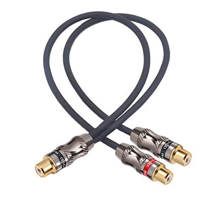 Y-Cable, RCA Female to 2 RCA Female Adapter, Video/Audio Splitter, 10" (25 cm) - color: F-2F