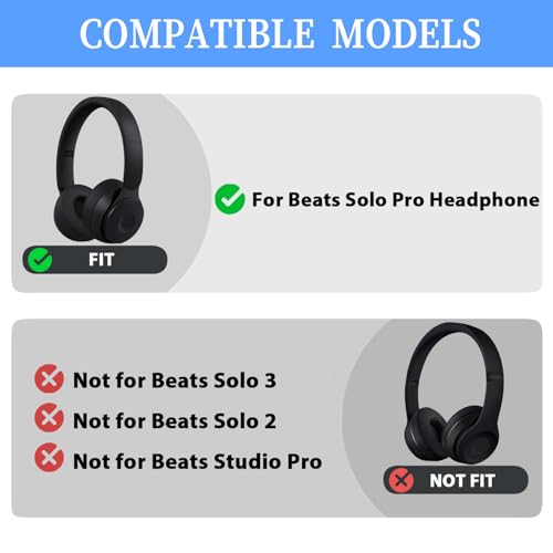 Adhiper Solo Pro Replacement Earpads for Beats Solo Pro Headphones (White) | Protein Leather Ear Pads,Noise Isolation Memory Foam Ear Cushion ,Durable ,Anti-Sweat,Soft and Comfortable - color: White