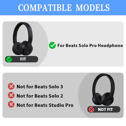 Adhiper Solo Pro Replacement Earpads for Beats Solo Pro Headphones (White) | Protein Leather Ear Pads,Noise Isolation Memory Foam Ear Cushion ,Durable ,Anti-Sweat,Soft and Comfortable - color: White