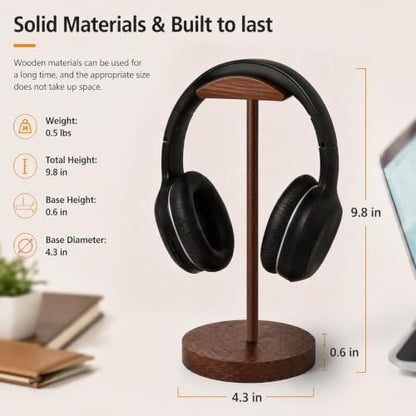 Headphone Stand Nature Wood Headset Hanger Mount Hook Gaming Holder Desktop Earphone Artful Functional Stand for All Headsets with Solid Wooden Base - style: Walnut Wooden