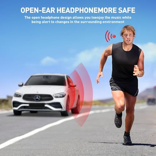 Swimming Headphones,IPX8 Underwater Swimming Headphone with LED Display,Bone Conduction Swim Headphone Built-in 32G Memory MP3 Player,Open Ear Earphones for Running Cycling