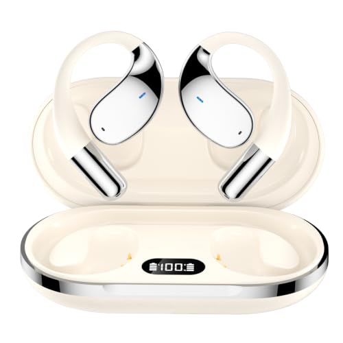 Wireless Headset Wireless Headphones Handsfree Call Wireless Earpiece Noise Cancellation Earbud Earphones Mic Compatible with Cell Phones Car Driver Trucker Business Office (Warm White with box) - color: Warm White with box