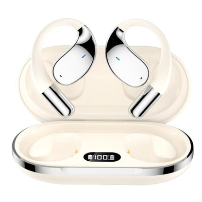 Wireless Headset Wireless Headphones Handsfree Call Wireless Earpiece Noise Cancellation Earbud Earphones Mic Compatible with Cell Phones Car Driver Trucker Business Office (Warm White with box) - color: Warm White with box