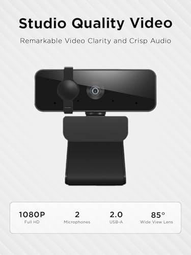 Lenovo 310 FHD Webcam, 1080p, FHD Resolution @30 FPS, Plug-and Play USB Connectivity, 1.8M Cable, 2 Integrated Microphones, External Privacy Shutter, Black - color: Black, style: 310 FHD