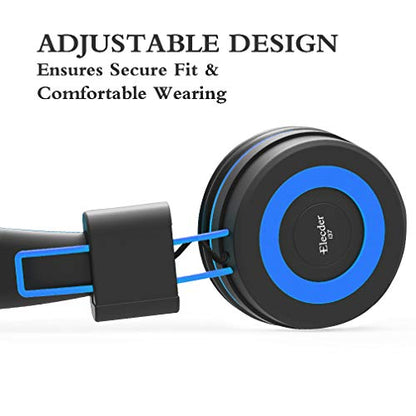 ELECDER i37 Kids Headphones for School Child Girls Boys Teens, Black/Blue | Foldable Adjustable Lightweight, 3.5mm Audio Jack On Ear Headphones for Smartphones Chromebook Computer PC Tablets Travel - color: Black