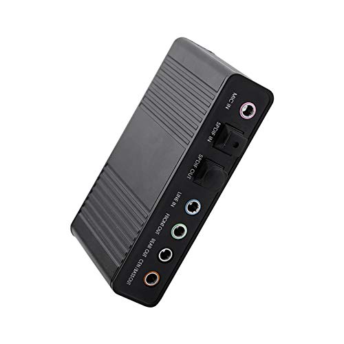 USB 2.0 External Sound Card, 6 Channel External Audio Adapter with SPDIF, Audio Sound Card Adapter for PC Laptop Recording, Plug and Play