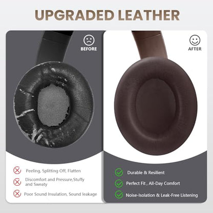 Studio Pro Headphone Ear Pads, Replacement Earpads/Cushions for Beats Studio Pro, with Premium Protein Leather, Resilient Memory Foam, Added Thickness - color: Deep-Brown