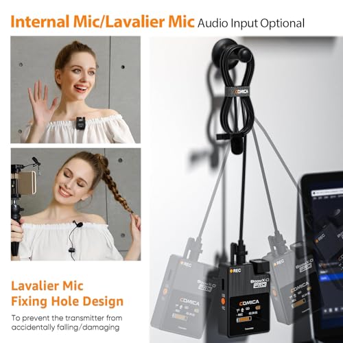 COMICA BoomX-D PRO Wireless Lavalier Microphone Built-in 16GB Recorder | Noise Cancelling & Safety Track, for DSLR Camera, iPhone, Android, PC, Dual Lapel Mic for Vlog, Youtube Recording