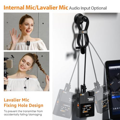 COMICA BoomX-D PRO Wireless Lavalier Microphone Built-in 16GB Recorder | Noise Cancelling & Safety Track, for DSLR Camera, iPhone, Android, PC, Dual Lapel Mic for Vlog, Youtube Recording