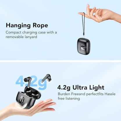 QXQ 2026 New Wireless Earbuds, Bluetooth 5.4 Headphones HiFi Stereo with 4 ENC Mic, 40H Mini Ear Buds in-Ear Noise Cancelling Earbuds with LED Screen, Light Bluetooth Earphones for Android iOS, Black