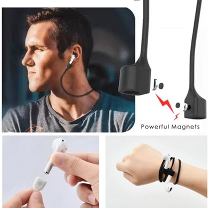 Magnetic Anti-Lost Straps Compatible with AirPods 1st to 4th Generation and AirPods Pro 1st to 4th Generation, with 2 Additional Pairs of Ear Hooks (Green Pink) - color: Green Pink