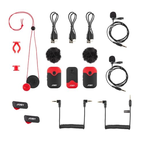 Joby Wavo Air 2.4Ghz Wireless Microphone System with Two Transmitters Designed Mounting System, Vlogging, Filmmaking, Interview, Smartphone, Camera