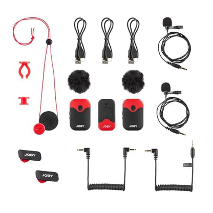 Joby Wavo Air 2.4Ghz Wireless Microphone System with Two Transmitters Designed Mounting System, Vlogging, Filmmaking, Interview, Smartphone, Camera