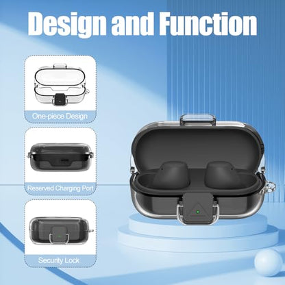 [with Safety Lock] for Sony WF-C510 Case Cover, Clear Soft TPU Protective Earbuds Case with Carabiner & Cleaner Kit Accessories Set(Clear) - color: Clear