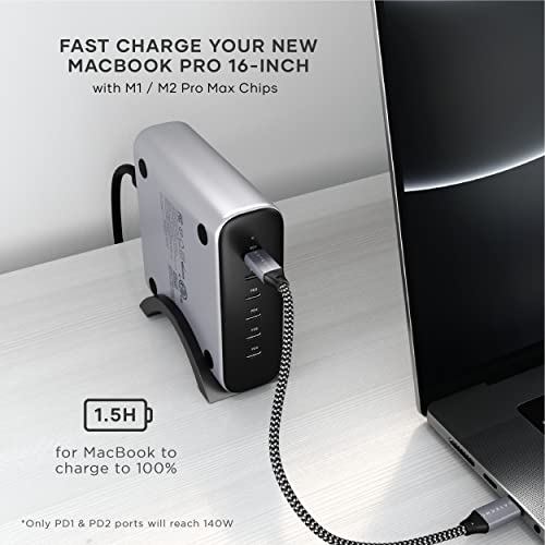 Satechi 200W 6-Port GaN Charging Station, Fast Charging | 2 140W and 4 USB-C outputs, compatible with MacBook Air/Pro/Neo, iPad Air/Pro, iPhone 17, Thunderbolt devices - style: 200W GaN