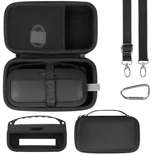 Lebakort Storage Case Kits Compatible with Bose SoundLink Flex 2nd Gen/Bose SoundLink Flex Portable Speaker (Black Silicone Cover + Hard Case) - color: Black Silicone Cover + Hard Case