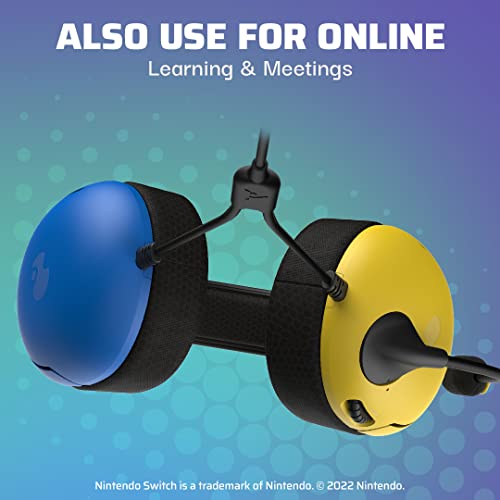 PDP Gaming LVL40 Stereo Headset with Mic for Nintendo Switch/Lite/OLED/PC - Noise Cancelling Microphone, Lightweight, Soft Comfort On Ear Headphones (Fortnite Wildcat Yellow & Blue)