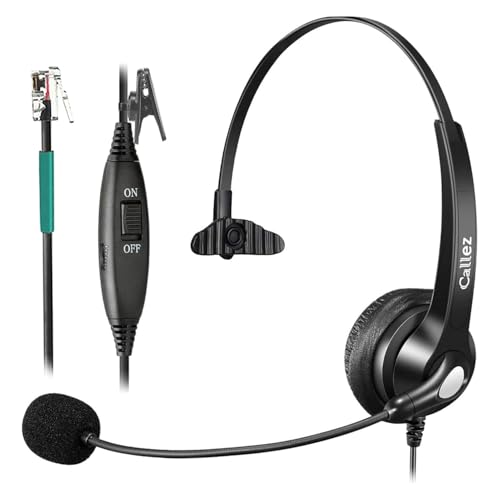 Callez Telephone Headset with Noise Cancelling Mic for Landline Deskphones | Corded RJ9 Phone Headset Mono, Works with Polycom Plantronics Avaya ShoreTel Mitel NEC Allworx Toshiba Digium Office Phones
