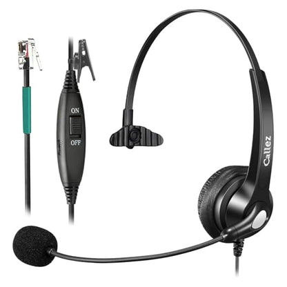 Callez Telephone Headset with Noise Cancelling Mic for Landline Deskphones | Corded RJ9 Phone Headset Mono, Works with Polycom Plantronics Avaya ShoreTel Mitel NEC Allworx Toshiba Digium Office Phones