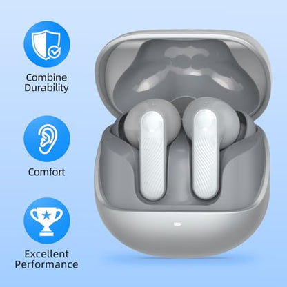 Wireless Earbuds 2 Pack, ANC in-Ear Bluetooth Headphones, Big Bass Durable, Lightweight Design for Noisy Factories, Gym, and Travel, 60 Hour Long Playtime - color: Grey