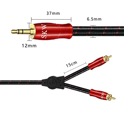SKW 3.5MM to 2RCA Audio Stereo Cable Entry Level HC Series Cable 9.8ft/3M - size: 9.8ft (3m)