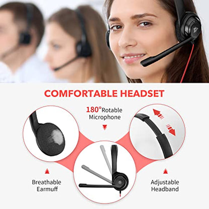 NUBWO USB C Headset with Mic for Laptop, Phone,Headphones with Noise Cancelling Microphone for Computer, On-Ear Wired Office Call Center Headset for Boom SkypeWebinars, in-line Control | Headphones with for Computer, Laptop, Phone, On-Ear Wired Office Cal