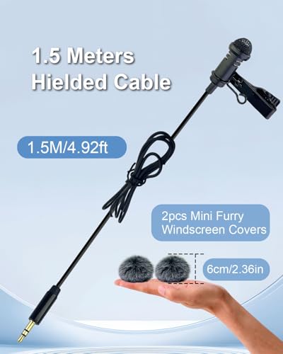 2-Pack Lavalier Microphone for DJI MIC 1/2 & Rode Wireless GO II | 3.5mm TRS Omnidirectional Lapel Mics with 1.5m Cable, Clear Sound Pickup, Ideal for Vlogging, Live Streaming, Interviews - size: 3.5mm TRS Plug Only for DJI Straight plug