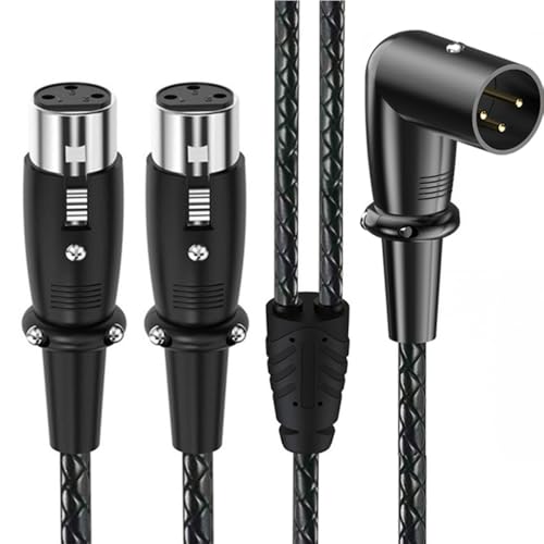 1.64ft XLR 3-Pin Splitter Cable, 1 to 2 MIC Adapter, 90 Degree Male to Dual Female Microphone Audio Cable for MIC Mixer, Recording Studio, Podcast, Speaker, Amplifier, PA DAC Mixing Console - style: Male 90 Degree to Dual Female Straight