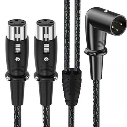 1.64ft XLR 3-Pin Splitter Cable, 1 to 2 MIC Adapter, 90 Degree Male to Dual Female Microphone Audio Cable for MIC Mixer, Recording Studio, Podcast, Speaker, Amplifier, PA DAC Mixing Console - style: Male 90 Degree to Dual Female Straight