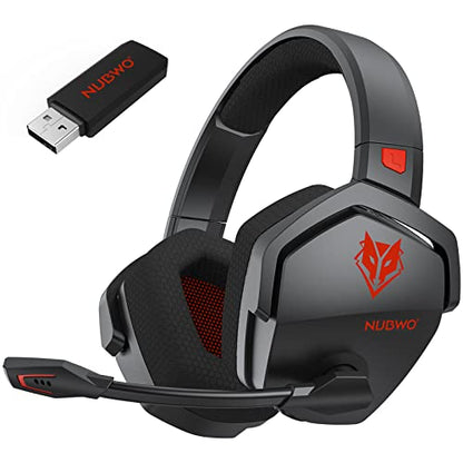 NUBWO Wireless Gaming Headset with Mic for Ps5 Ps4 PC, Zero Interference, 100-Hour Battery All-Day Play, 23ms Sync for Fortnite & Call of Duty/FPS Gamers, Triple Mode All Devices Compatible - Red - color: Red