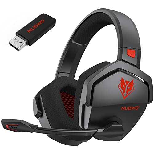 NUBWO Wireless Gaming Headset with Mic for Ps5 Ps4 PC, Zero Interference, 100-Hour Battery All-Day Play, 23ms Sync for Fortnite & Call of Duty/FPS Gamers, Triple Mode All Devices Compatible - Red - color: Red