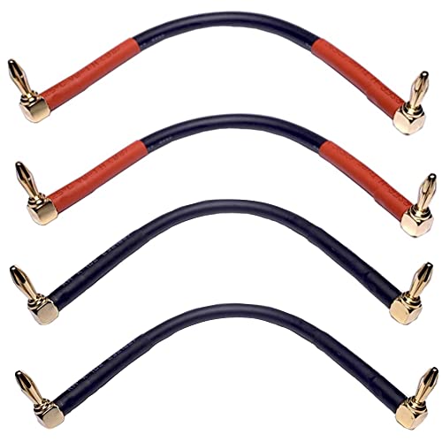 CNCESS CESS-138-6i Right Angle Banana Plug Jumper Cable, Speaker Jumpers, (90 to 90, 6-INCH) - style: 90 to 90, 6-INCH