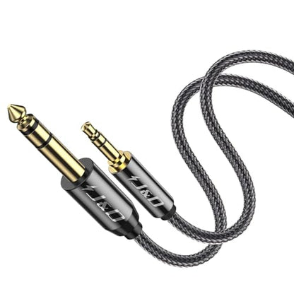 J&D 3.5mm to 6.35mm Stereo Audio Cable, Gold Plated 3.5mm 1/8 inch Male TRS to 6.35mm 1/4 inch Male TRS Copper Shell Cable, Nylon Braid for Smartphone, Amplifiers, 7 Feet - size: 7 ft