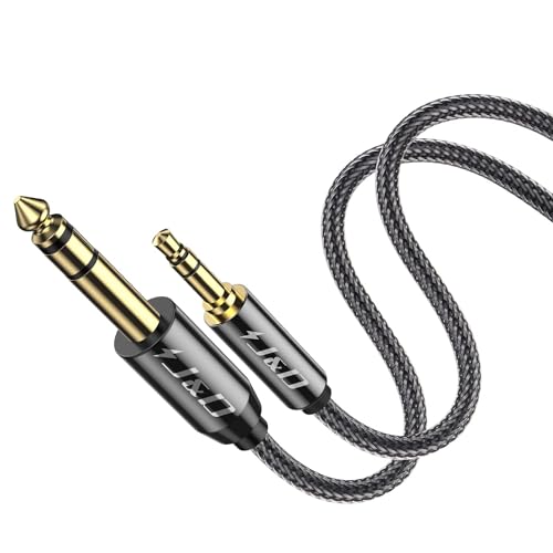 J&D 3.5mm to 6.35mm Stereo Audio Cable, Gold Plated 3.5mm 1/8 inch Male TRS to 6.35mm 1/4 inch Male TRS Copper Shell Cable, Nylon Braid for Smartphone, Amplifiers, 4 Feet - size: 4 ft
