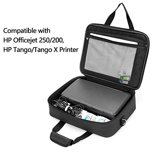 samdew Mobile Printer Storage Bag, with Laptop Layer up to 14", Bag Only | Compatible with HP Tango/Tango X, HP Officejet 250/200, with Pockets, Shoulder & Trolley Strap, for Work, Business or Travel - size: Single-layer Printer Bag