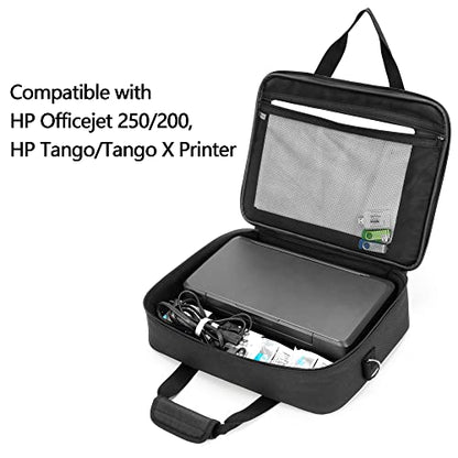 samdew Mobile Printer Storage Bag, with Laptop Layer up to 14", Bag Only | Compatible with HP Tango/Tango X, HP Officejet 250/200, with Pockets, Shoulder & Trolley Strap, for Work, Business or Travel - size: Single-layer Printer Bag