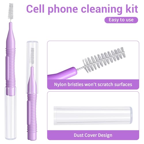 10 Pack Cell Phone Cleaning Kit, Nylon Brushes, Anti-Clogging Mini USB C Port Cleaning Tool Multifunctional Phone Speaker Cleaner for Speaker and Receiver Headphones Tablet Computer Camera - color: Purple