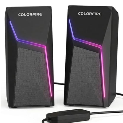PC Speakers USB Powered 3.5mm Aux Wired RGB Computer Speaker for Desktop PC | for Laptop, Monitor, Desktop computer, Immersive 2.0 Dual-Channel Stereo