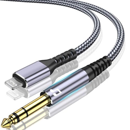 [MF Certified Lighting to 1/4 inch TRS Audio Stereo Cable, 6.6FT 6.35mm Quarter inch Aux Stereo Audio Cord Compatible with iPhone 14 Pro for Amplifier, Mixer, Home Theater, Speaker ect - size: 6.6FT, style: Lighting to 1/4 TRS Audio Cable