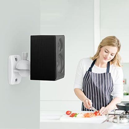 Speaker Wall Mount Brackets - Surround & Bookshelf Speaker Wall Mounts Kit, Holds up to 8 lbs, 2 Pack, White - color: 2P-White