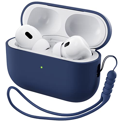 ORNARTO Compatible with AirPods Pro 2 Case 2022, Full Protective Hybrid Silicone for AirPods Pro 2nd Generation Case, Front LED Visible Skin Cover-Navy Blue | Hybrid Silicone Rubber, Front LED Visible, Wireless Charging, Skin-Friendly Soft Touch, Anti-Scr